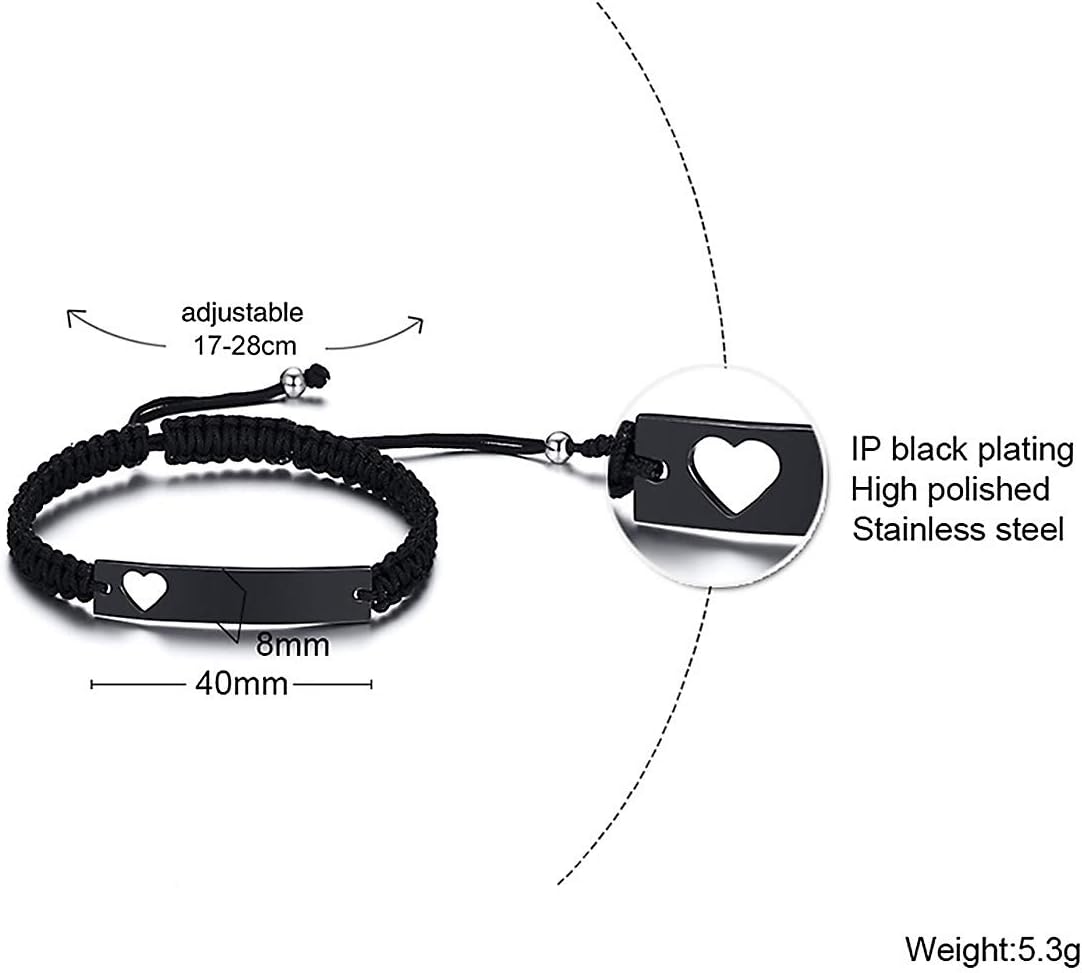 Dacida Matching Couples Bracelets for Women Men Long Distance Bracelets for Couples His Hers Bracelets Relationship Bracelets Anniversary Christmas Birthday Gifts