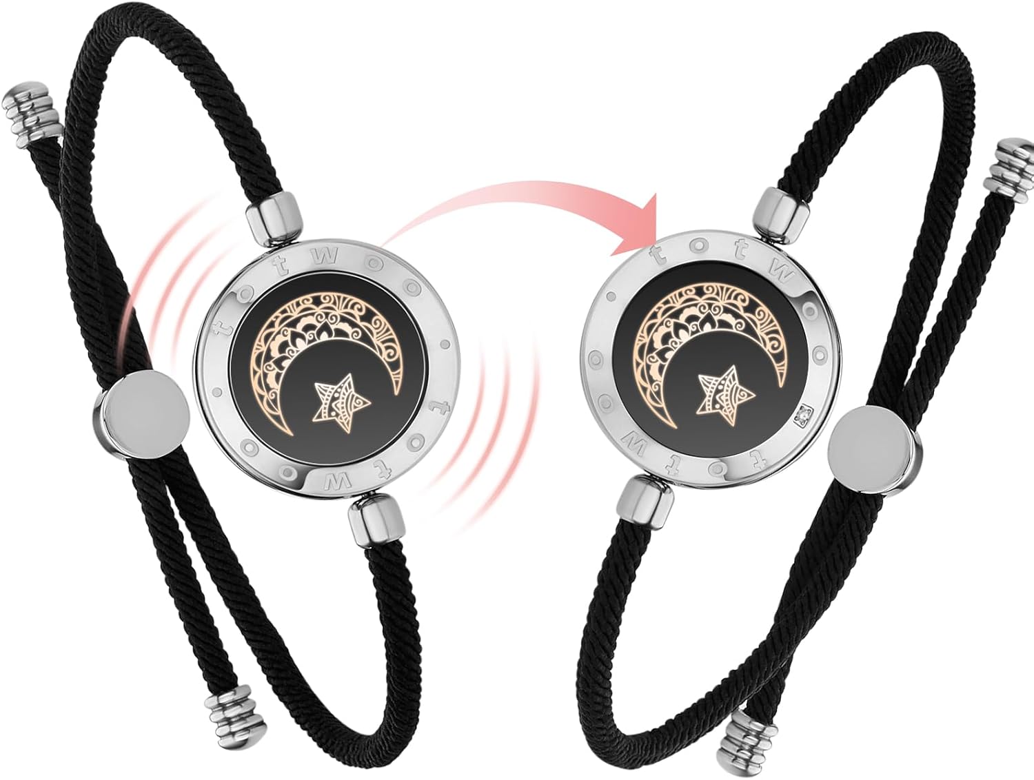 Dacida Long Distance Touch Bracelets for Couples, Vibration & Light up for Love Couples Bracelets | Long Distance Relationship Gifts for Girlfriend Bluetooth Pairing Jewelry