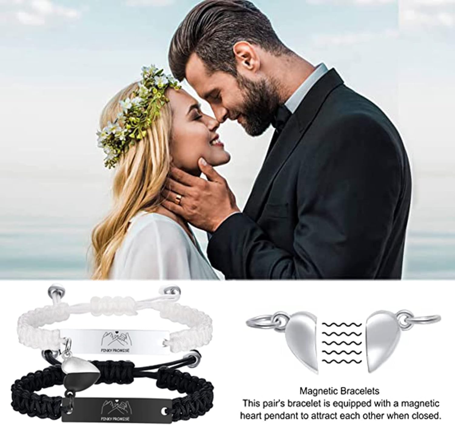 Dacida Matching Couples Bracelets for Women Men Long Distance Bracelets for Couples His Hers Bracelets Relationship Bracelets Anniversary Christmas Birthday Gifts