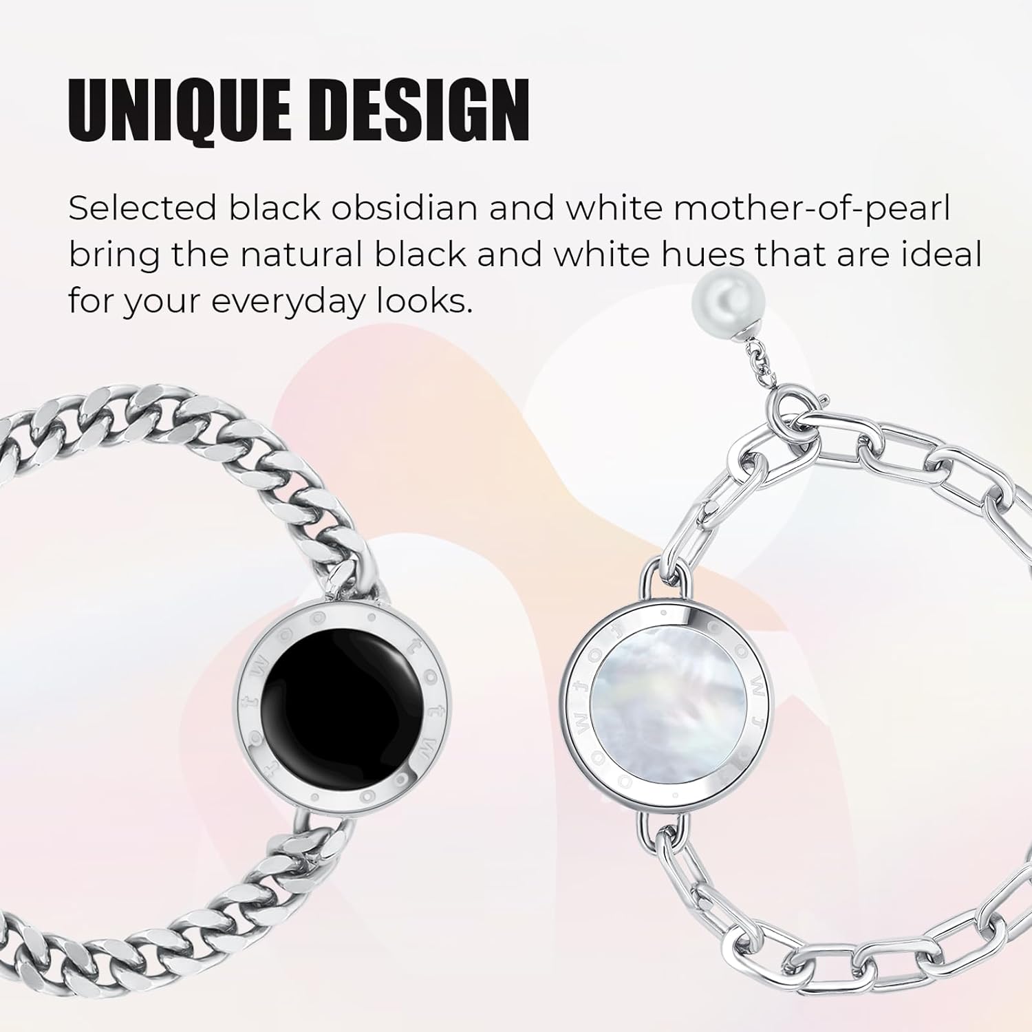 Dacida Couple Bracelet Couple Gifts Partner Bracelets with Touch Long Distance Relationship Gift for Long Distances Couple Love Gifts Vibration & Light Up Bluetooth Pairing Jewellery, Sun and Moon