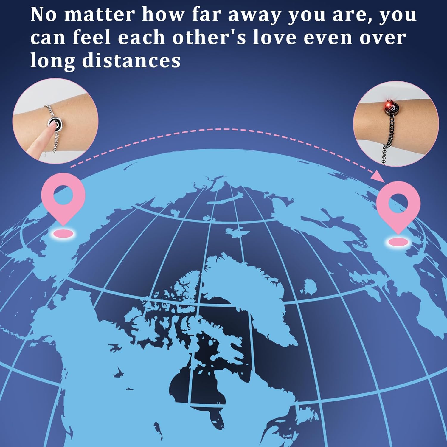 Dacida Long Distance Touch Bracelets,Couples Bracelets, Remote Smart Matching Couples Bracelet for Couples Suitable for Long Distance Relationship Girlfriend Boyfriend Passing on Love and Miss Gifts