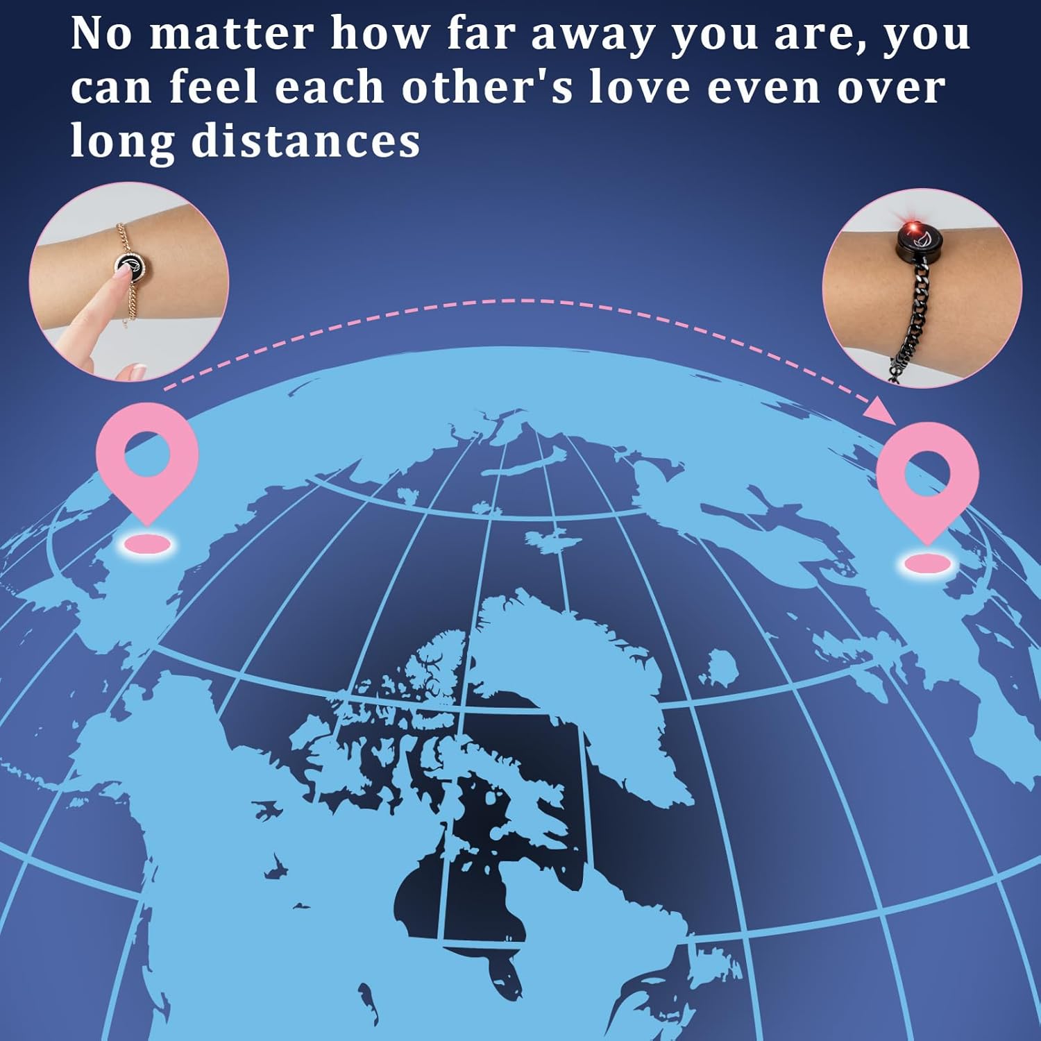 Dacida Long Distance Touch Bracelets,Couples Bracelets, Remote Smart Matching Couples Bracelet for Couples Suitable for Long Distance Relationship Girlfriend Boyfriend Passing on Love and Miss Gifts