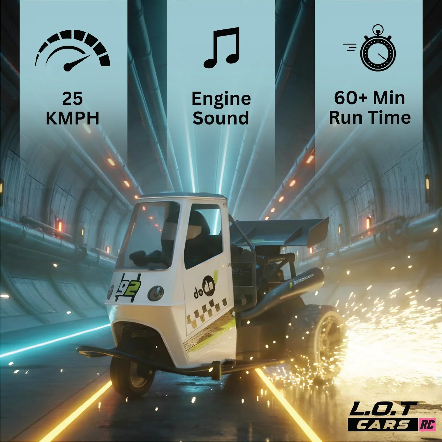 Otto - 3 Wheel RC Track Race Auto | 25 kmph Speed