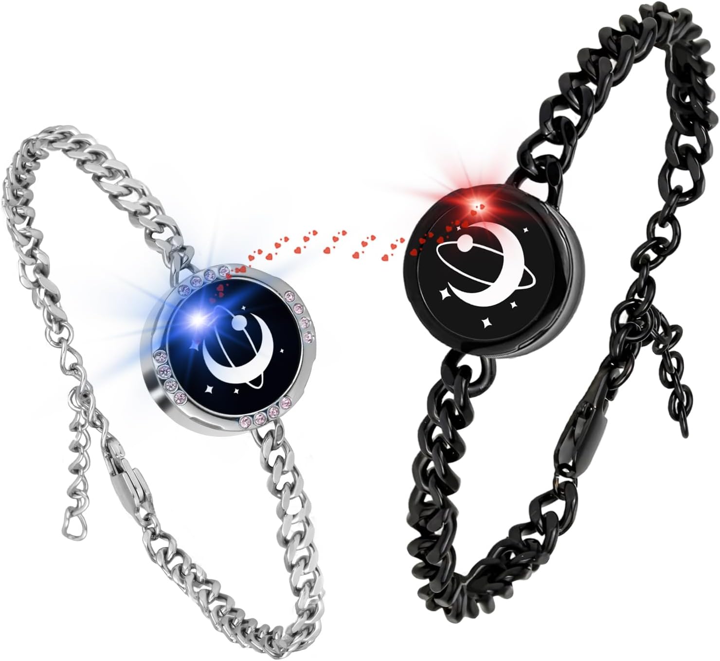 Dacida Long Distance Touch Bracelets,Couples Bracelets, Remote Smart Matching Couples Bracelet for Couples Suitable for Long Distance Relationship Girlfriend Boyfriend Passing on Love and Miss Gifts