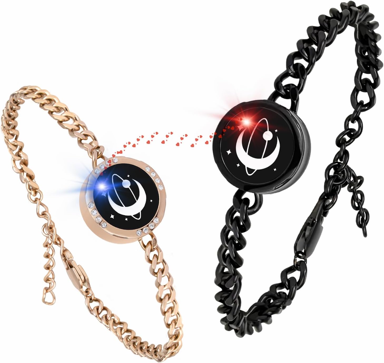 Dacida Long Distance Touch Bracelets,Couples Bracelets, Remote Smart Matching Couples Bracelet for Couples Suitable for Long Distance Relationship Girlfriend Boyfriend Passing on Love and Miss Gifts