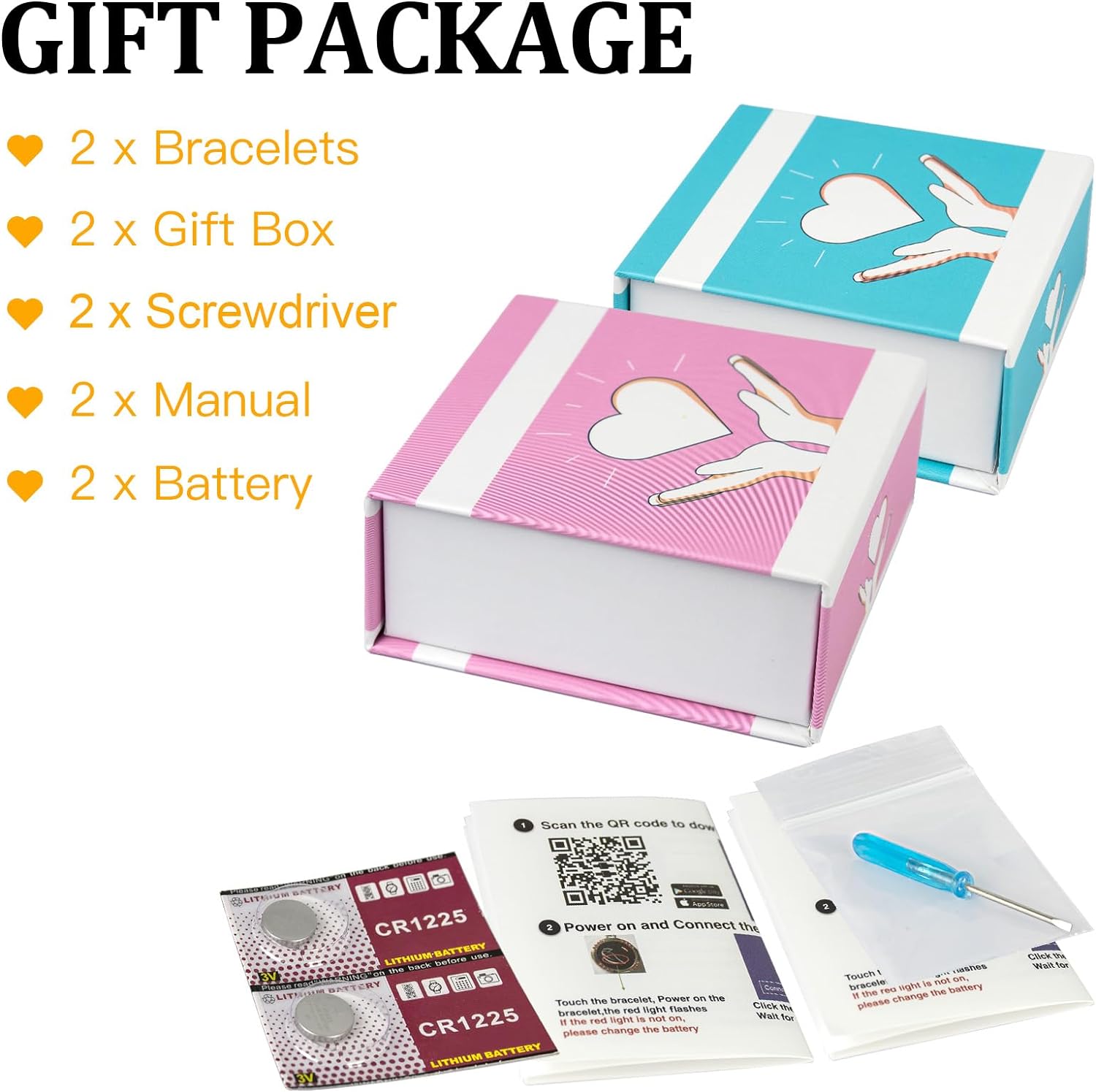 Dacida Long Distance Touch Bracelets Jewelry Set, Remote Smart Connection Love Bracelet,Send SOS SMS, Relationship Bracelets Moon Star for Couples Lovers Family Friends Festivals Valentine's Day Gifts Pink