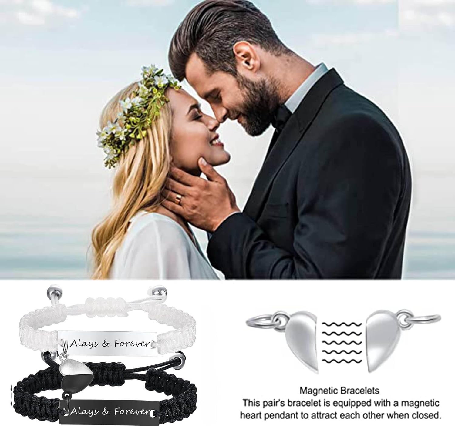 Dacida Matching Couples Bracelets for Women Men Long Distance Bracelets for Couples His Hers Bracelets Relationship Bracelets Anniversary Christmas Birthday Gifts