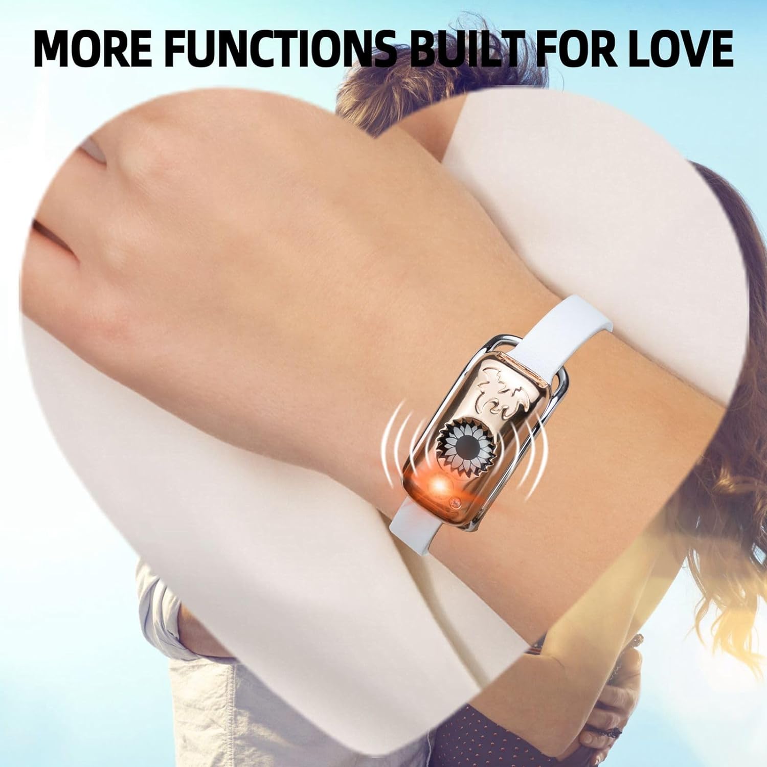 Dacida Long Distance Touch Bracelets, Send SOS SMS, Remote Smart Connection Vibration & Light Up Bracelet for Relationship Couples Girlfriend Boyfriend Family Passing on Love & Miss Gifts Jewelry Black Gold
