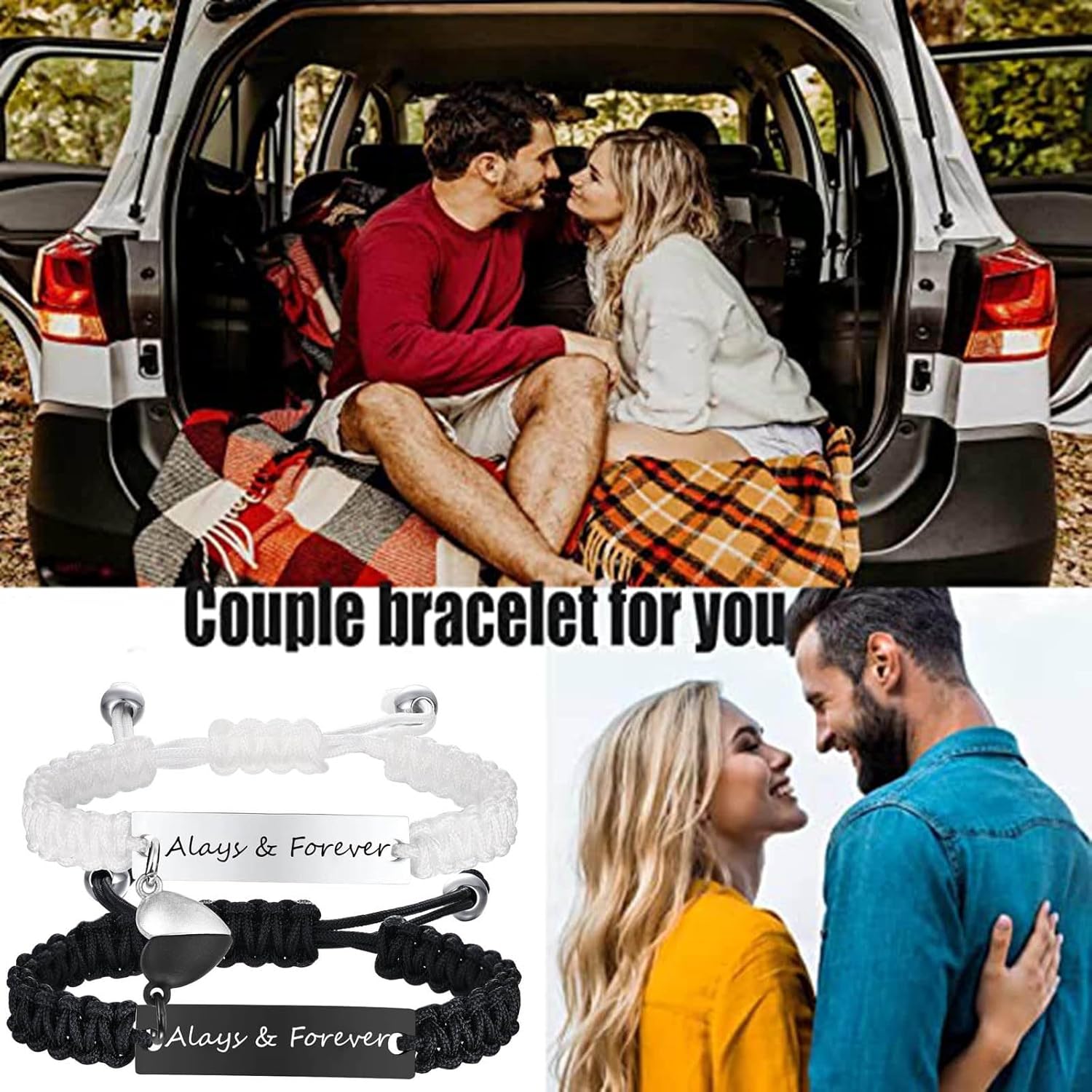 Dacida Matching Couples Bracelets for Women Men Long Distance Bracelets for Couples His Hers Bracelets Relationship Bracelets Anniversary Christmas Birthday Gifts