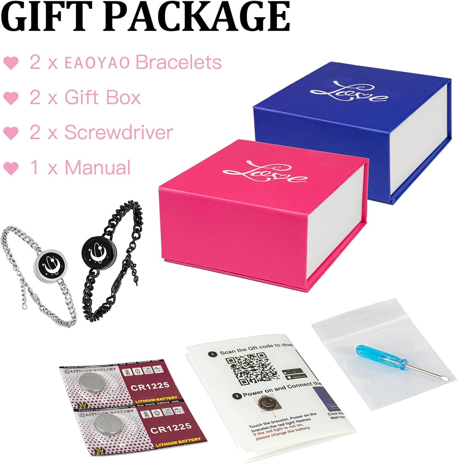 Dacida Long Distance Touch Bracelets,Couples Bracelets, Remote Smart Matching Couples Bracelet for Couples Suitable for Long Distance Relationship Girlfriend Boyfriend Passing on Love and Miss Gifts