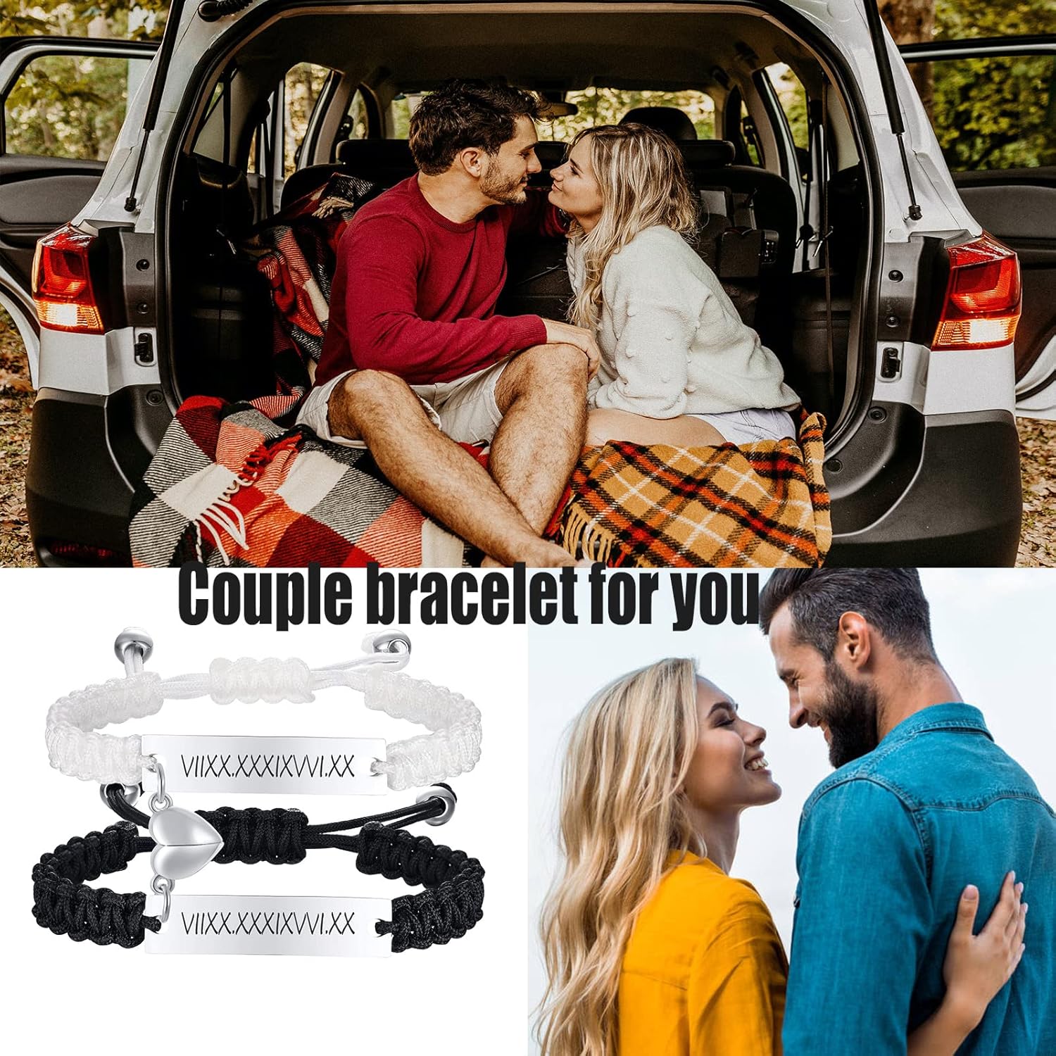Dacida Matching Couples Bracelets for Women Men Long Distance Bracelets for Couples His Hers Bracelets Relationship Bracelets Anniversary Christmas Birthday Gifts